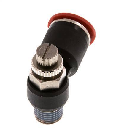 Coude d'entrée du silencieux Flow Control 12 mm - R1/4'' Brass/PA 66