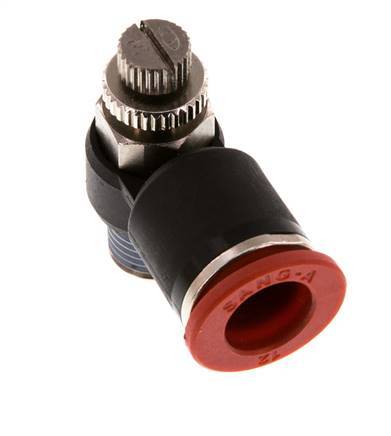 Coude d'entrée du silencieux Flow Control 12 mm - R1/4'' Brass/PA 66