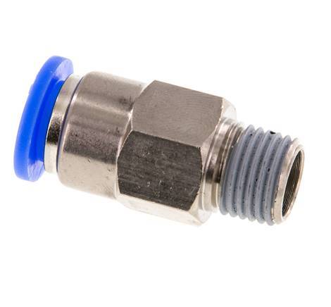 Push-In Fitting 10mm & R1/4'' Male Auto Shut-Off Brass/PBT 0-10bar (0-145psi)