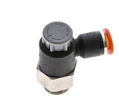 Vanne de régulation de débit Coude d'entrée 6 mm - G1/4'' Laiton/ Contre-écrou PA 66