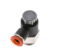 Vanne de régulation de débit Coude d'entrée 6 mm - G1/4'' Laiton/ Contre-écrou PA 66