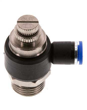 Coude de sortie de compteur du silencieux Flow Control 8 mm - G1/2'' laiton/PA 66