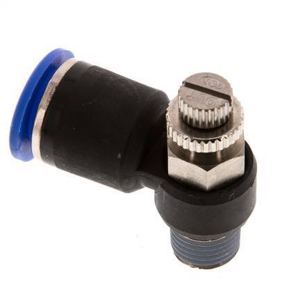 Coude de sortie de compteur du silencieux Flow Control 12 mm - R1/4'' Brass/PA 66