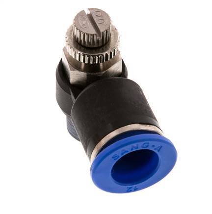Coude de sortie de compteur du silencieux Flow Control 12 mm - R1/4'' Brass/PA 66