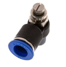 Coude de sortie de compteur du silencieux Flow Control 12 mm - R1/4'' Brass/PA 66