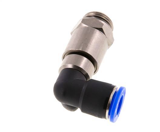 coude 12mm & G1/2'' Joint rapide pivotant Filets mâles à enfoncer Laiton nickele/PBT NBR Rotatif