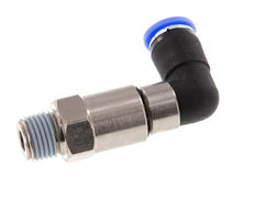 coude 8mm & R1/4'' Joint rapide pivotant Filets mâles Push-In Laiton nickele/PBT NBR Rotatif