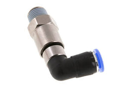 coude 8mm & R1/4'' Joint rapide pivotant Filets mâles Push-In Laiton nickele/PBT NBR Rotatif