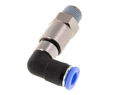 coude 8mm & R1/4'' Joint rapide pivotant Filets mâles Push-In Laiton nickele/PBT NBR Rotatif