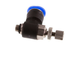 Coude de sortie de compteur du silencieux Flow Control 6 mm - M5 laiton/PBT
