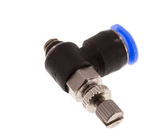 Coude de sortie de compteur du silencieux Flow Control 6 mm - M5 laiton/PBT