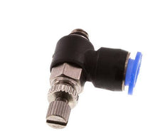 Coude de sortie de compteur du silencieux Flow Control 6 mm - M5 laiton/PBT