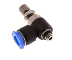 Coude de sortie de compteur du silencieux Flow Control 6 mm - M5 laiton/PBT