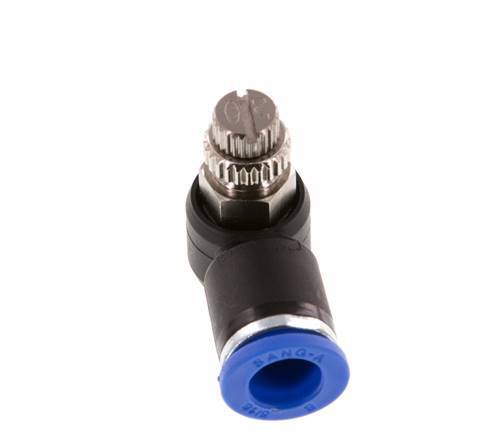 Coude de sortie de compteur du silencieux Flow Control 8 mm - R1/8'' laiton/PA 66