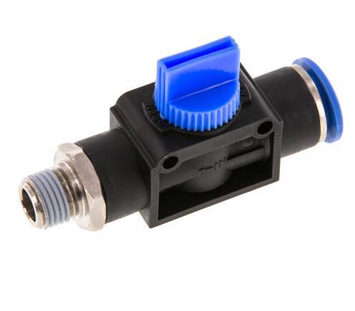 vanne manuelle d'arrêt à 3/2 voies 12 mm - R1/4'' Plastique/laiton Filetage côté ventilation