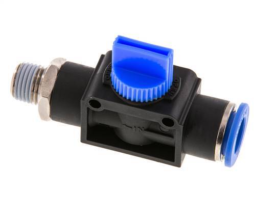 vanne manuelle d'arrêt à 3/2 voies 12 mm - R1/4'' Plastique/laiton Filetage côté ventilation