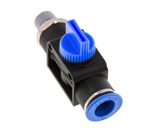 vanne manuelle d'arrêt à 3/2 voies 12 mm - R1/4'' Plastique/laiton Filetage côté ventilation
