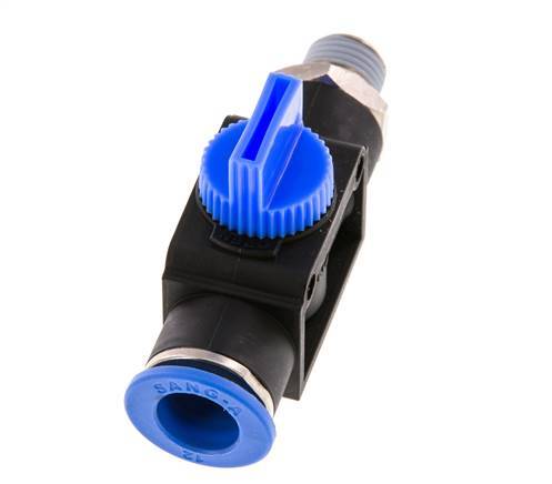vanne manuelle d'arrêt à 3/2 voies 12 mm - R1/4'' Plastique/laiton Filetage côté ventilation