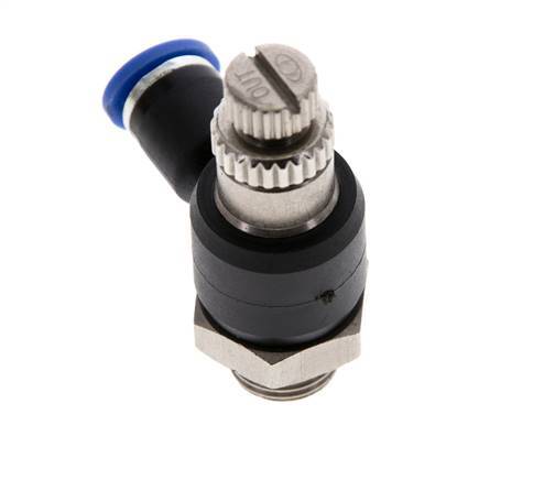 Coude de sortie de compteur du silencieux Flow Control 4 mm - G1/8'' laiton/PA 66