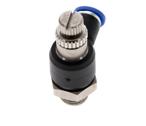 Coude de sortie de compteur du silencieux Flow Control 4 mm - G1/8'' laiton/PA 66