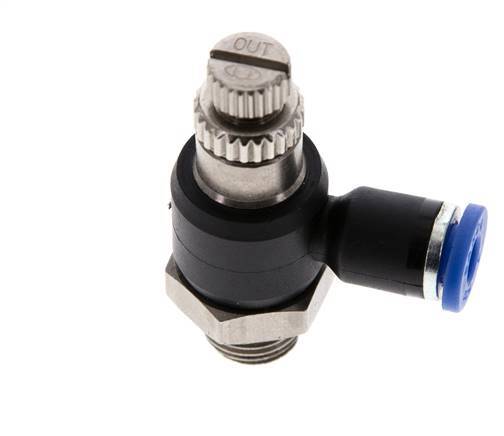 Coude de sortie de compteur du silencieux Flow Control 4 mm - G1/8'' laiton/PA 66