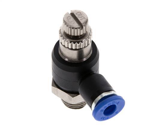 Coude de sortie de compteur du silencieux Flow Control 4 mm - G1/8'' laiton/PA 66