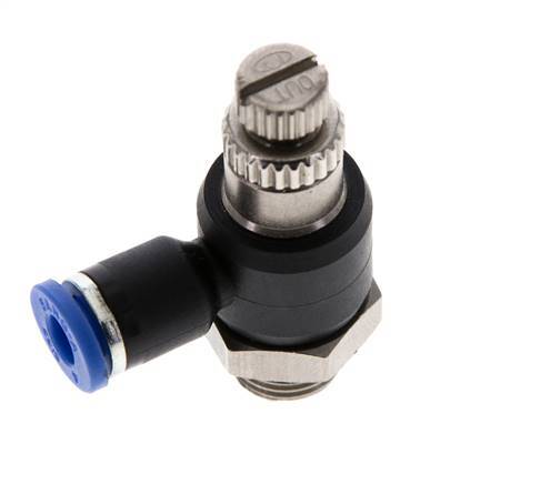 Coude de sortie de compteur du silencieux Flow Control 4 mm - G1/8'' laiton/PA 66