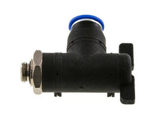 vanne à bille coudée à 2 voies 12 mm - G1/4'' plastique/laiton