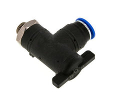 vanne à bille coudée à 2 voies 12 mm - G1/4'' plastique/laiton