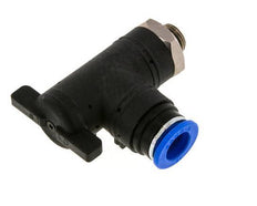 vanne à bille coudée à 2 voies 12 mm - G1/4'' plastique/laiton