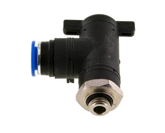 vanne à bille coudée à 2 voies 12 mm - G1/4'' plastique/laiton