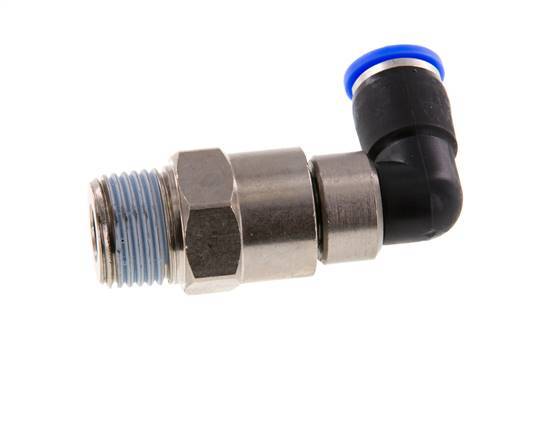 coude 10mm & R1/2'' Joint rapide pivotant Filets mâles Push-In Laiton nickele/PBT NBR Rotatif
