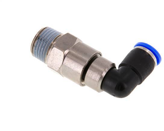coude 10mm & R1/2'' Joint rapide pivotant Filets mâles Push-In Laiton nickele/PBT NBR Rotatif
