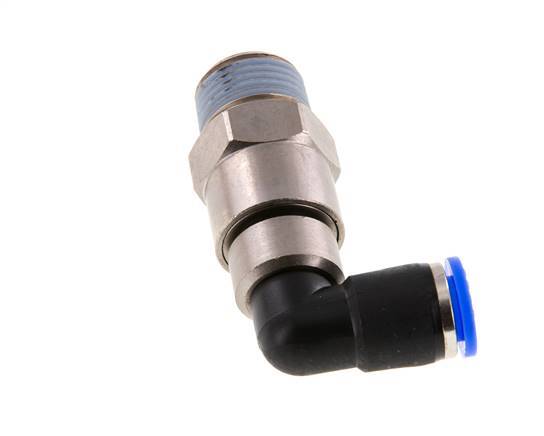 coude 10mm & R1/2'' Joint rapide pivotant Filets mâles Push-In Laiton nickele/PBT NBR Rotatif
