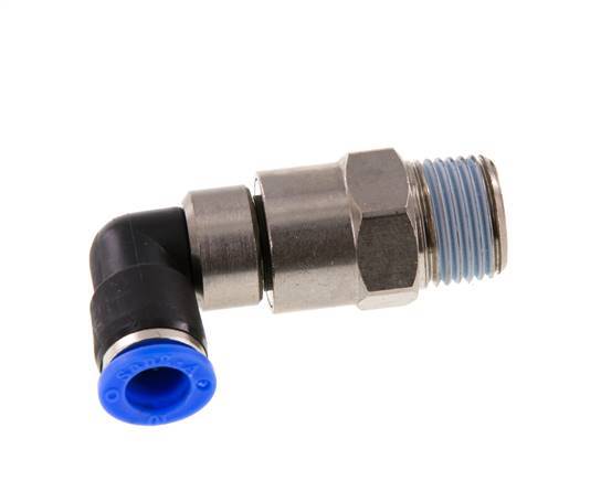 coude 10mm & R1/2'' Joint rapide pivotant Filets mâles Push-In Laiton nickele/PBT NBR Rotatif