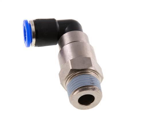 coude 10mm & R1/2'' Joint rapide pivotant Filets mâles Push-In Laiton nickele/PBT NBR Rotatif