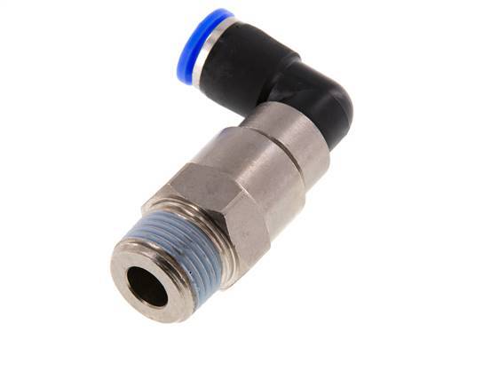 coude 10mm & R1/2'' Joint rapide pivotant Filets mâles Push-In Laiton nickele/PBT NBR Rotatif