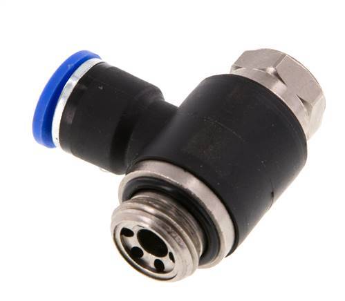 Coude de sortie du compteur du silencieux de contrôle du débit 10 mm - G3/8'' Laiton/PA 66 Vis à fente