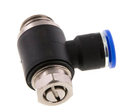 Coude de sortie du compteur du silencieux de contrôle du débit 10 mm - G3/8'' Laiton/PA 66 Vis à fente