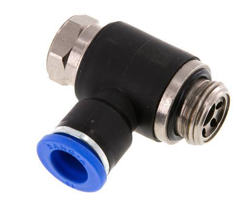 Coude de sortie du compteur du silencieux de contrôle du débit 10 mm - G3/8'' Laiton/PA 66 Vis à fente