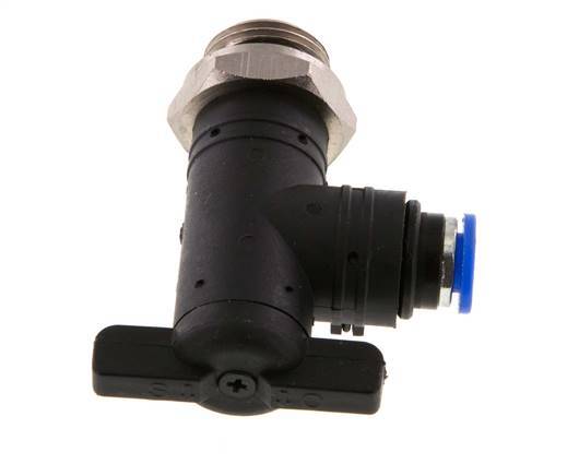vanne à bille coudée à 2 voies 6 mm - G3/8'' plastique/laiton