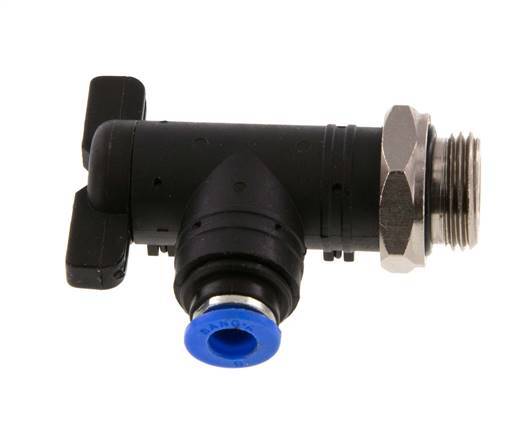 vanne à bille coudée à 2 voies 6 mm - G3/8'' plastique/laiton