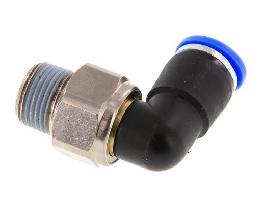 coude 10mm & R3/8'' Joint pivotant Filets mâles à enfoncer Laiton nickele/PBT NBR Rotatif