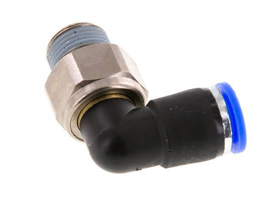 coude 10mm & R3/8'' Joint pivotant Filets mâles à enfoncer Laiton nickele/PBT NBR Rotatif