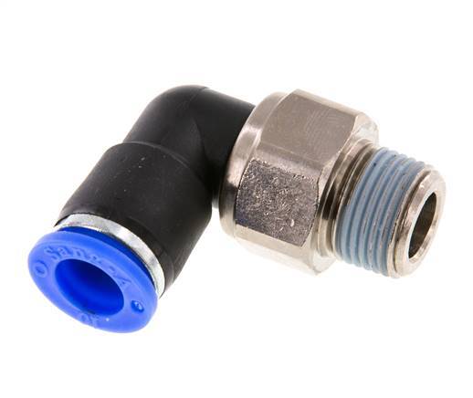 coude 10mm & R3/8'' Joint pivotant Filets mâles à enfoncer Laiton nickele/PBT NBR Rotatif