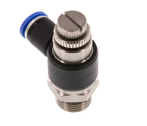 Coude de sortie du compteur du silencieux Flow Control 8 mm - G3/8'' laiton/PA 66
