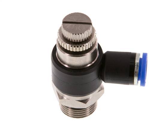 Coude de sortie du compteur du silencieux Flow Control 8 mm - G3/8'' laiton/PA 66