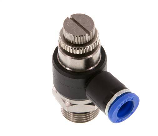 Coude de sortie du compteur du silencieux Flow Control 8 mm - G3/8'' laiton/PA 66