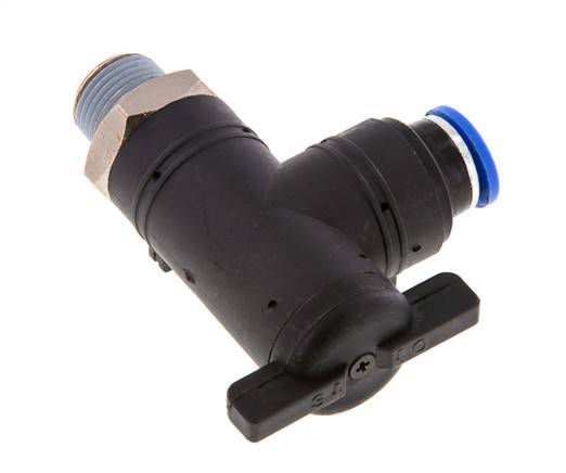 robinet à bille coudé à 2 voies 10 mm - R3/8'' Plastique/laiton