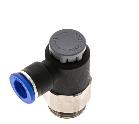 Flow Control Valve Meter-Out Elbow 10 mm - G1/2'' Brass/PA 66 Locknut